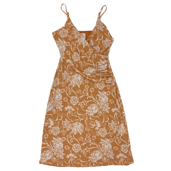 Joie NWT Burnt Orange and Off-White Floral V-Neck Sleeveless Midi Dress, Medium - Picture 13 of 17